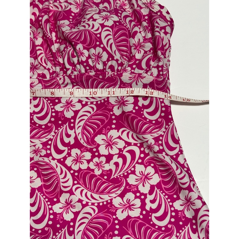 Pink Floral Tropical Tankini Swim Top Adjustable Straps Size 12 RN 73853 - Picture 3 of 4
